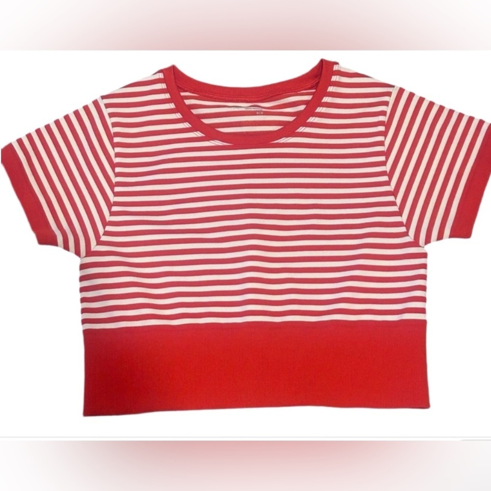 Offline by Aerie Red and White Striped Crop Top. Size Medium. NWOT